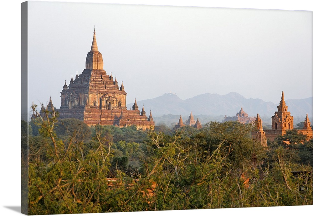 Myanmar, Burma, Mandalay Region, Bagan. Dotted with thousands of brick and stucco 10th- to 13th-century Buddhist pagodas a...