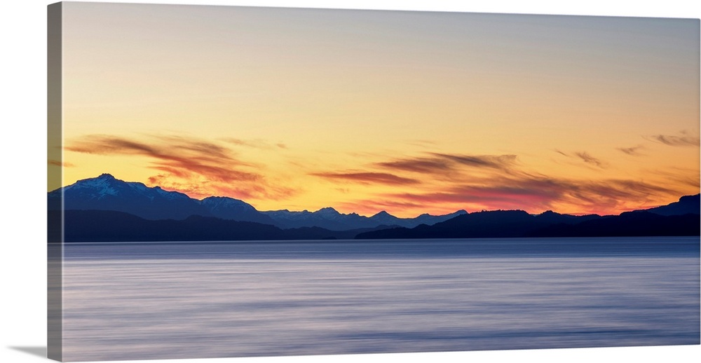 Nahuel Huapi Lake at dusk, San Carlos de Bariloche, Nahuel Huapi National Park, Rio Negro Province, Argentina.