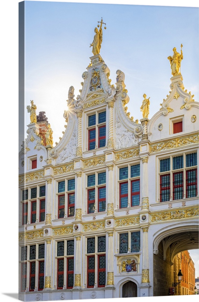 Belgium, West Flanders (Vlaanderen), Bruges (Brugge). Neoclassical facade of Brugse Vrije on Burg Square.