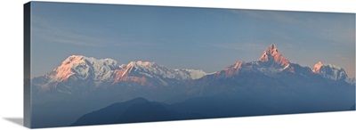Nepal, Panoramic View of Annapurna Himalaya Mountain Range