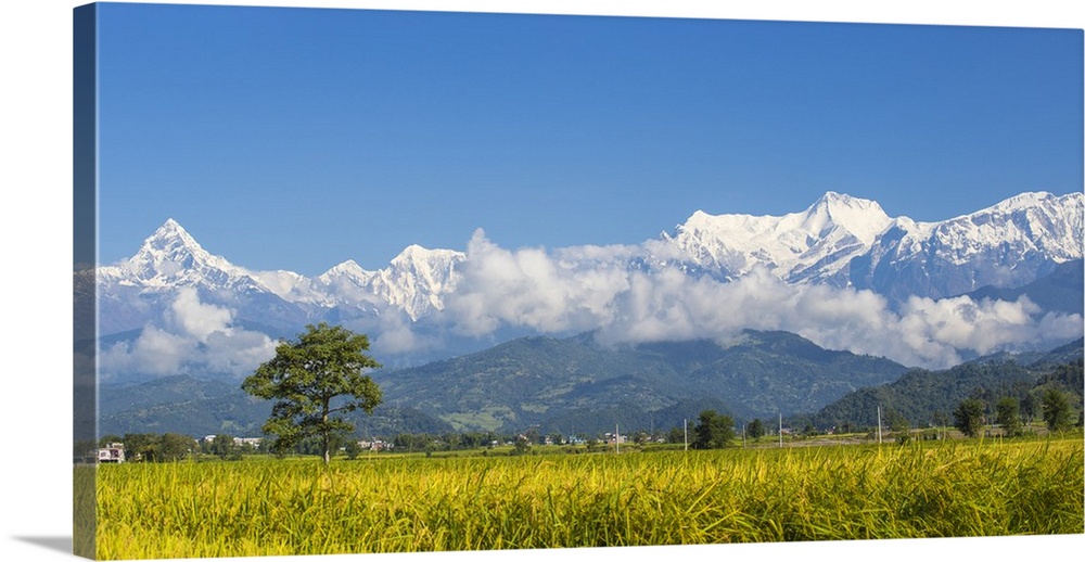 Nepal, Pokara, View of Machupuchara.