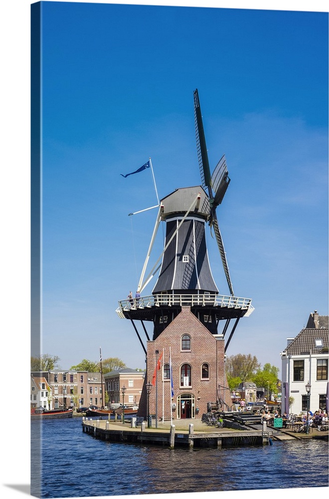 Netherlands, North Holland, Haarlem. Windmill De Adriaan on the Spaarne River.