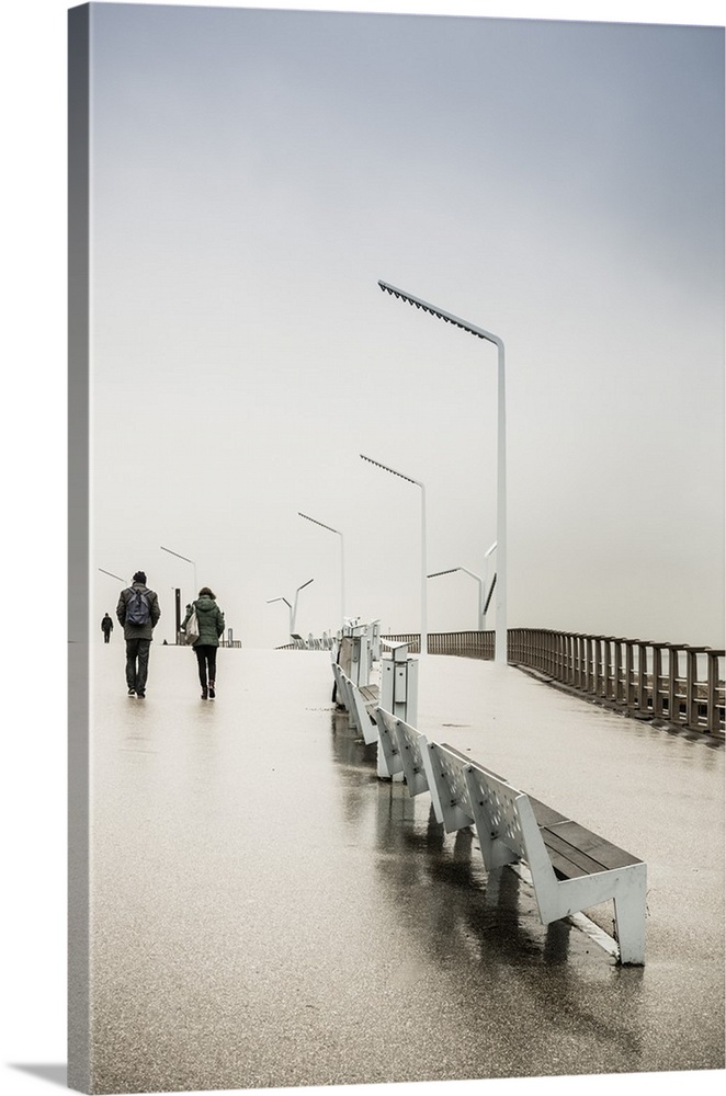 Netherlands, Scheveningen, Strand Noord Beach walkway, winter.