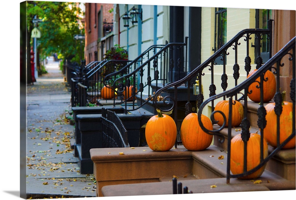 USA, New York, Brooklyn, Brooklyn Heights, Halloween Pumpkins