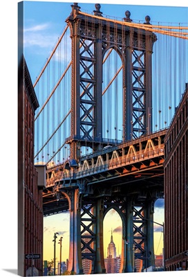 New York, Brooklyn, Dumbo, Manhattan Bridge and Empire State Building