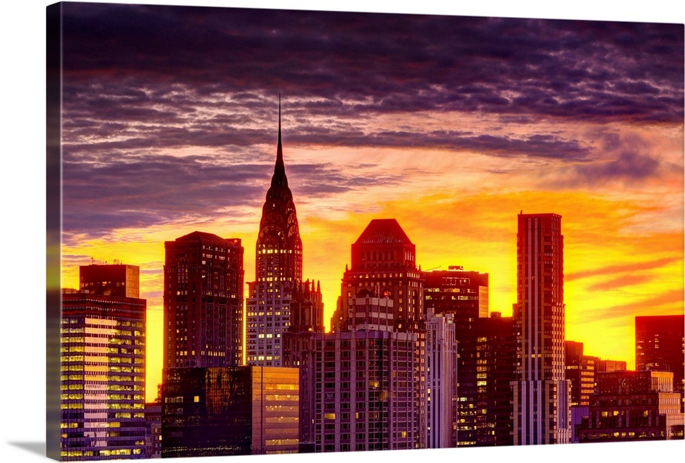 New York, Manhattan, Midtown skyline and Chrysler Building Wall Art