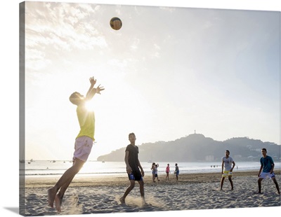 Nicaragua, San Juan Del Sur, Locals Playing Volleyball On The Beach