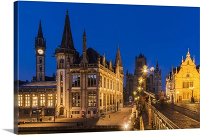 Night view of Ghent, East Flanders, Belgium