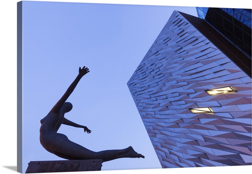 UK, Northern Ireland, Belfast, Belfast Docklands, Titanic Belfast Museum, exterior, dawn.