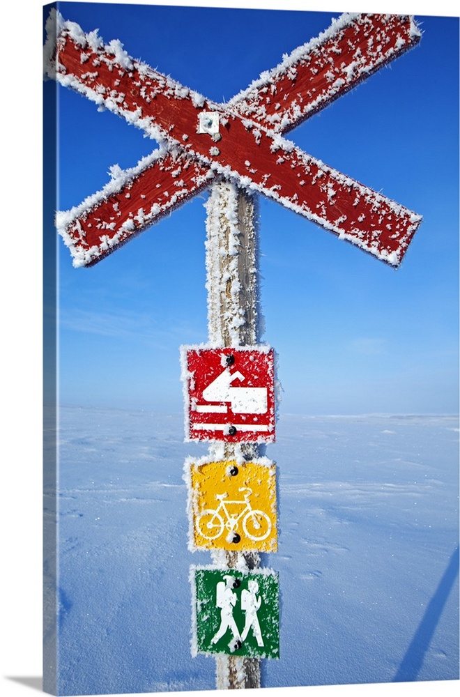 Norway, Finnmark Region. A sign post in the Arctic Circle.