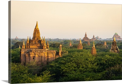 Old Pagodas Amidst Trees Against Sky During Sunrise, Bagan, Mandalay Region, Myanmar