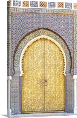 One Of The Entrance Doors Of The Fez Royal Palace, Place Des Alaouites, Fes, Morocco