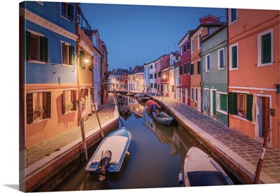 One Of The Typical Canals Of The Island Of Burano, Venice, Italy