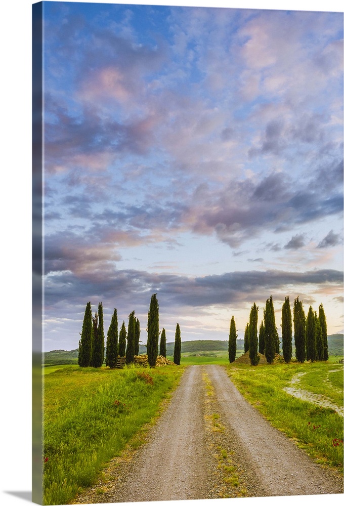 Orcia Valley, Tuscany, Italy. Tuscan hills at sunrise.