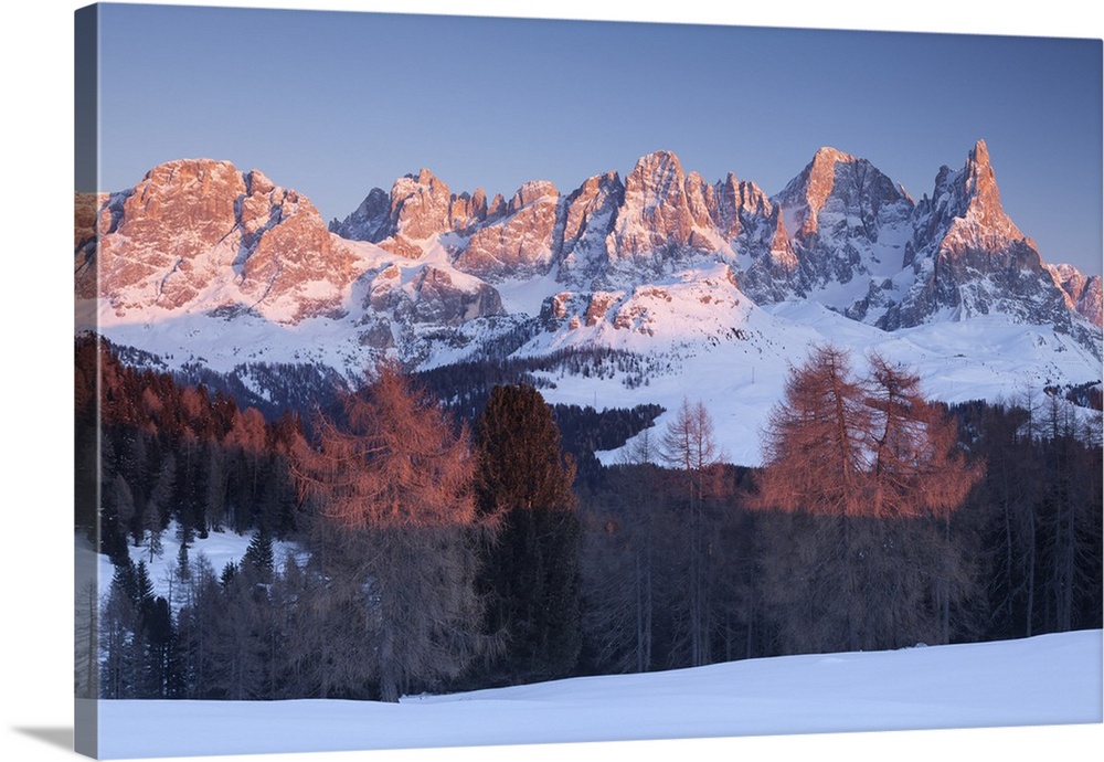 Pale of San Martino, Dolomites, Trento province, Trentino Alto Adige, Italy, Europe. View of Cimon della Pala from Malga B...
