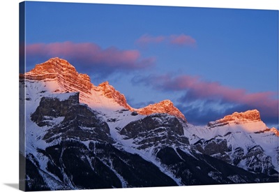 Peaks Of Mt. Rundle At Sunrise From Canmore, Banff National Park, Alberta, Canada