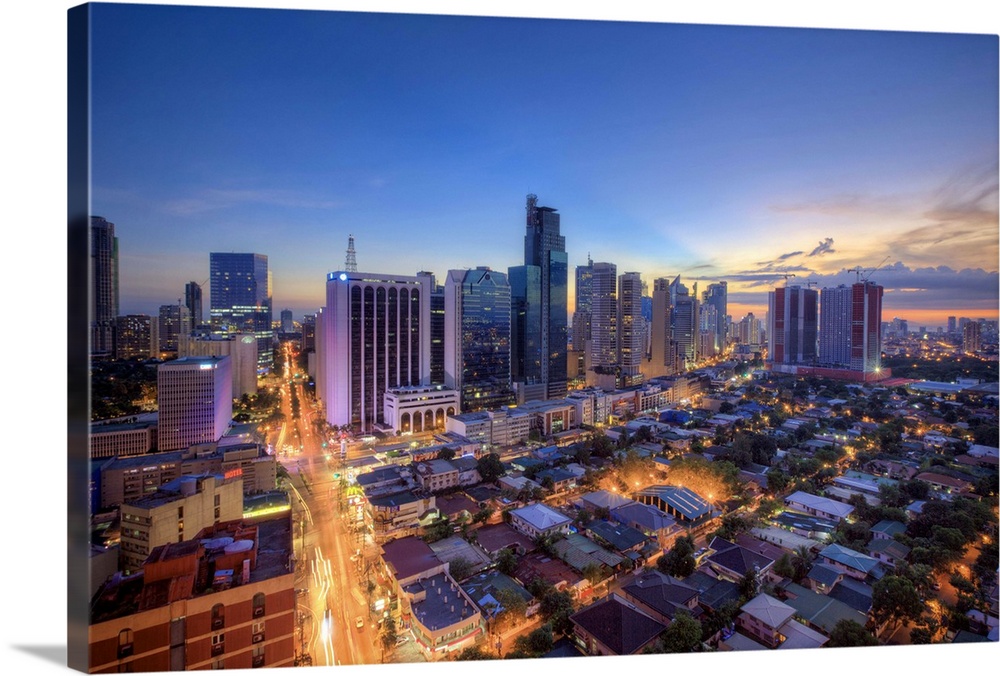 Philippines, Manila, Makati Business District, Makati Avenue and City Skyline