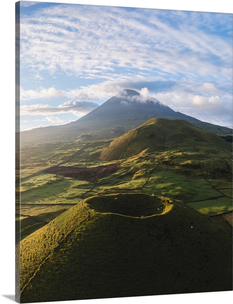 Pico island, Azores, Portugal. Mount Pico and surrounding landscape, the highest mountain of Portugal.