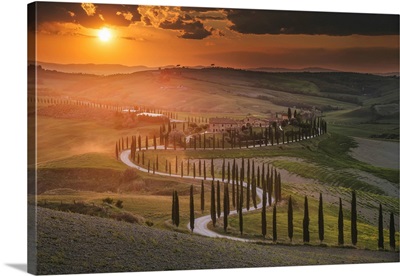 Podere Baccoleno During A Spring Sunset, Tuscany, Italy