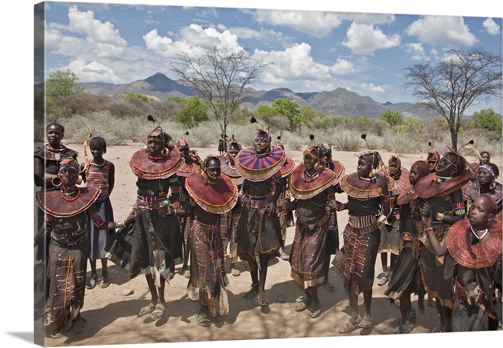 Pokot women and girls dancing to celebrate an Atelo ceremony. The Pokot are pastoralists speaking a Southern Nilotic langu...