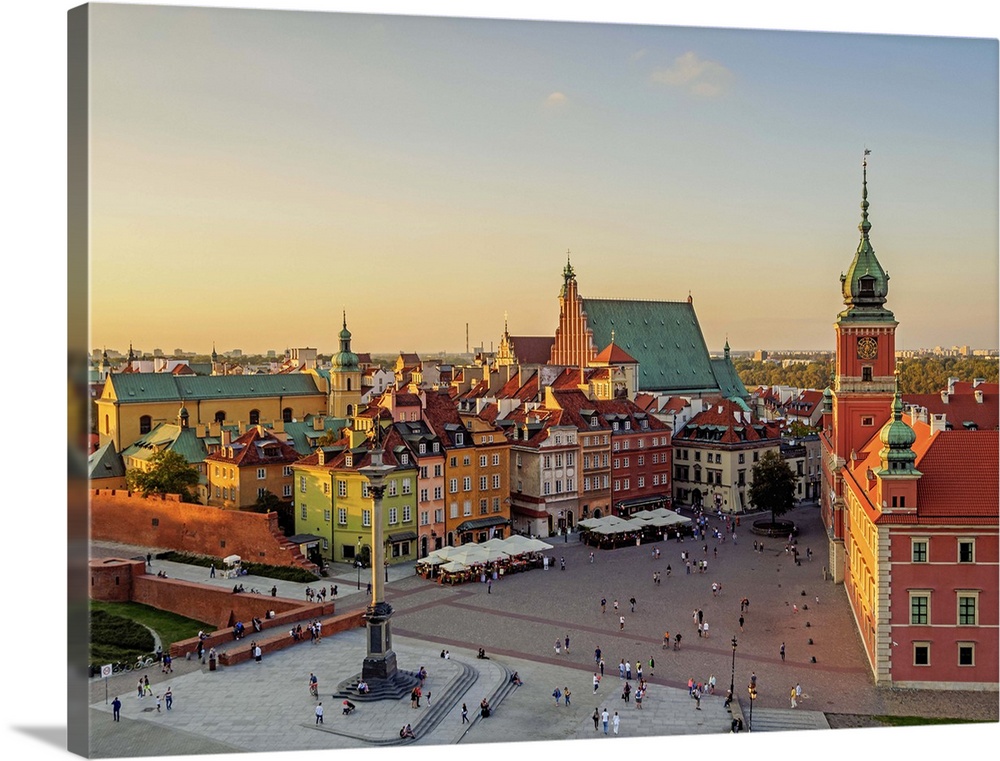 Poland, Masovian Voivodeship, Warsaw, Old Town, Elevated view of the Castle Square.