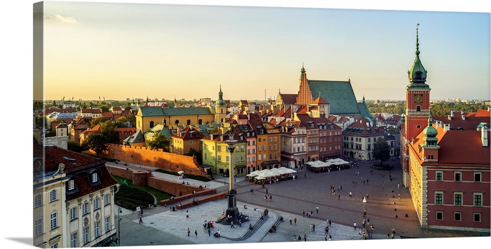 Poland, Masovian Voivodeship, Warsaw, Old Town, Elevated view of the Castle Square.