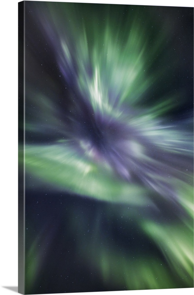 Polar light (Aurora Borealis) Corona. Norway, Troms, Kafjord, Loekvoll. Lapland. Troms, Western Europe, Norway.