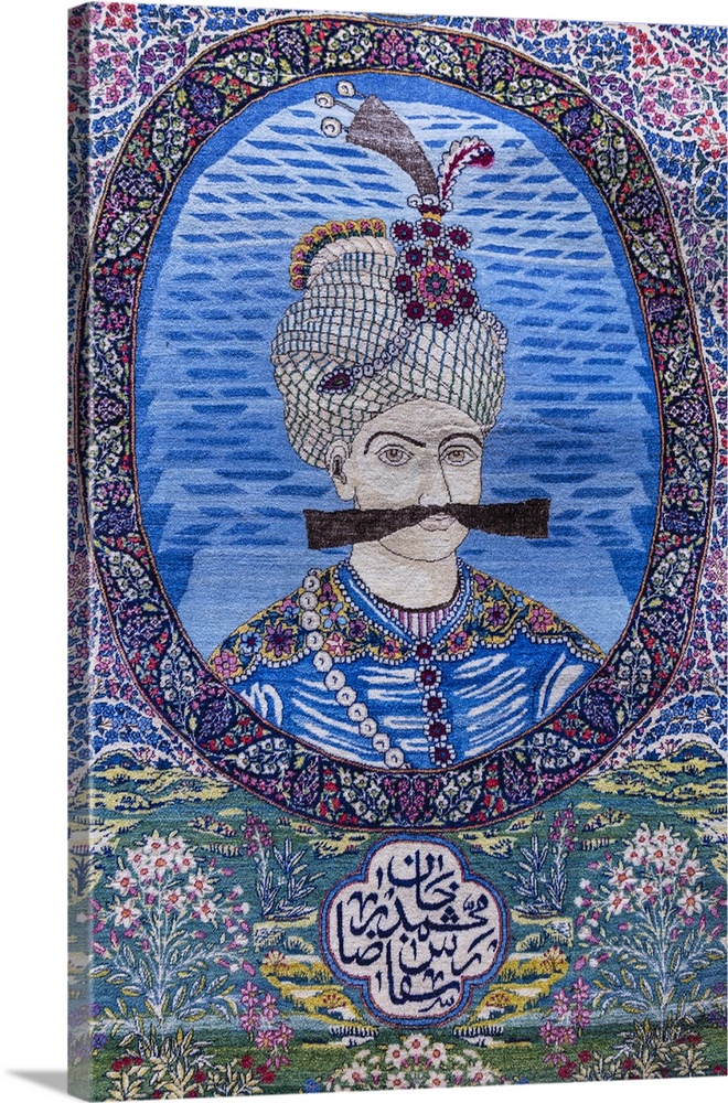 Portrait of Shah Abbas the Great, Traditional Persian carpet, Carpet Museum of Iran,Tehran, Iran.