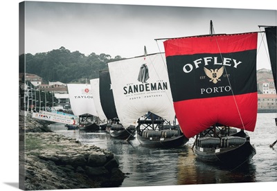 Portugal, Norte Region, Porto (Oporto), Sailing Boats Showing Porto Wine Brand Names
