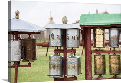 Prayer Wheels In The Gardens Of Erdene Zuu Buddhist Monastery, Harhorin, Mongolia
