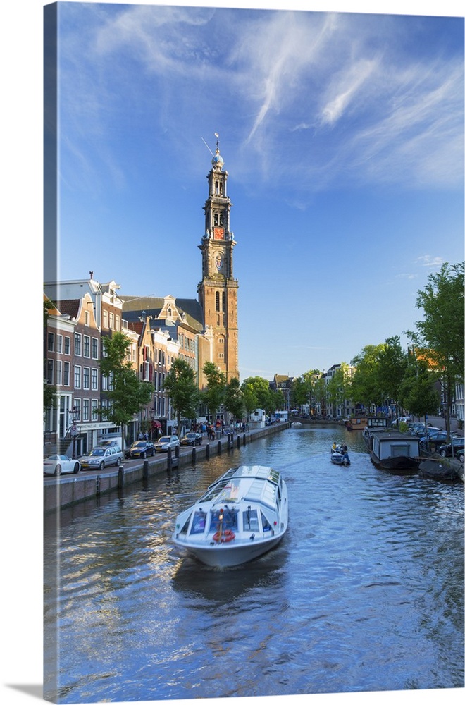 Prinsengracht canal and Westerkerk, Amsterdam, Netherlands.