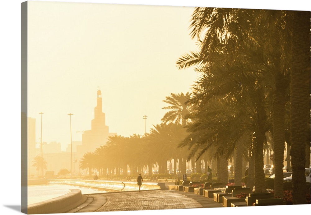 Promenade at sunrise, Doha, Qatar.