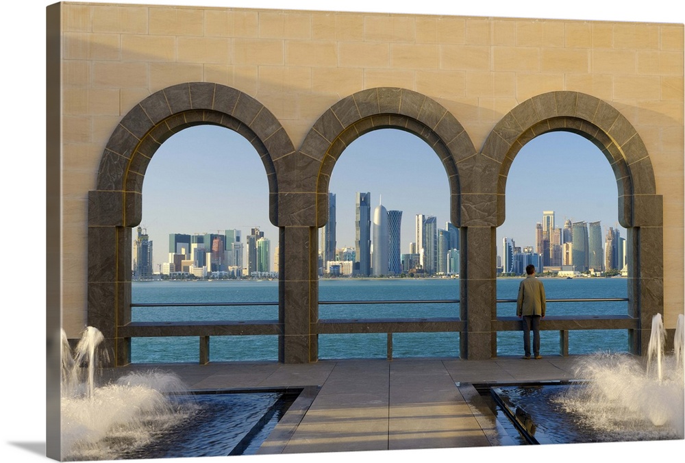 Qatar, Doha, Doha Skyline from Museum of Islamic Art