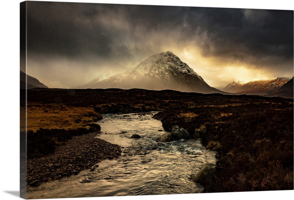 Rannoch Moor And Buachaille Etive Mor In Stormy Weather, Highand, Scotland