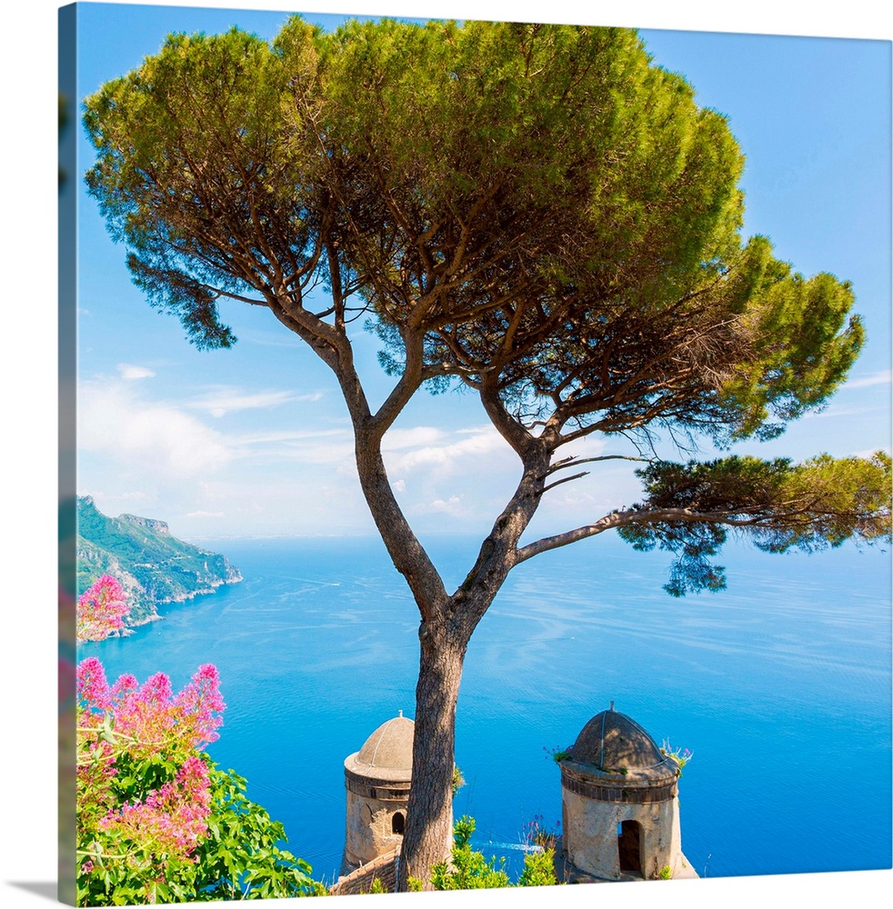 Ravello, Amalfi Coast, Sorrento, Italy. View of the coastline from Villa Rufolo