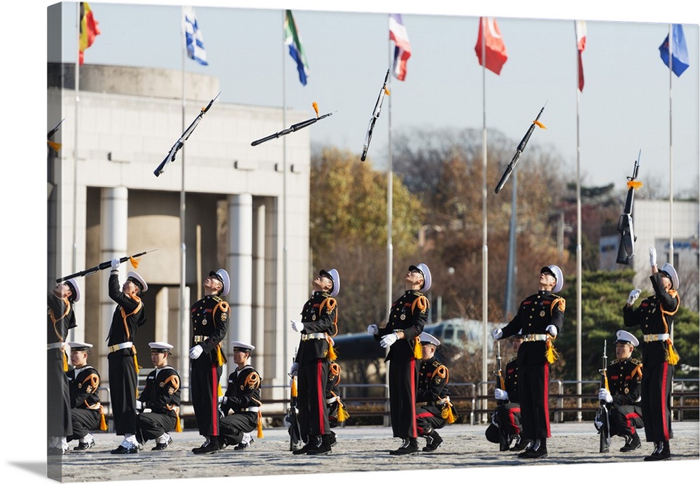 Asia, Republic of Korea, South Korea, Seoul, Seoul War memorial, Honour Guard ceremony.