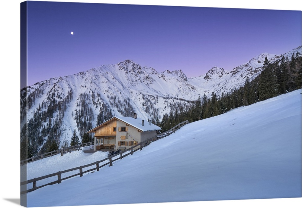 Revu alm at night Europe, Italy, Trentino Alto Adige region, Trento district, Non valley, mountain group Maddalene