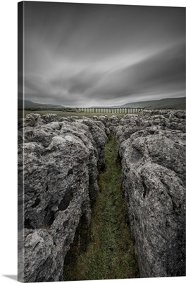 Ribblehead Viaduct And Limestone Pavement, Ribble Valley, North Yorkshire, England, UK