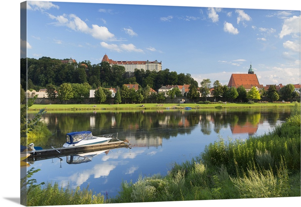 View of River Elbe and Pirna, Saxony, Germany.