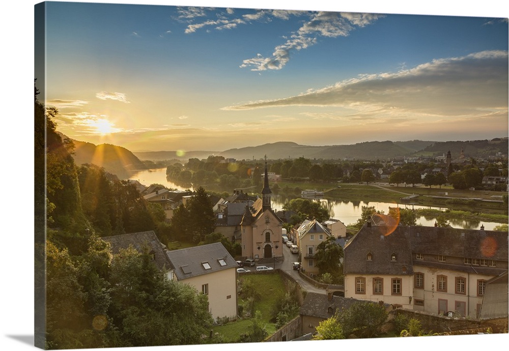 View of River Moselle at dawn, Trier, Rhineland-Palatinate, Germany.