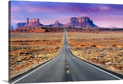 Road Leading To Monument Valley, Utah Border Navajo Tribal Park, Arizona