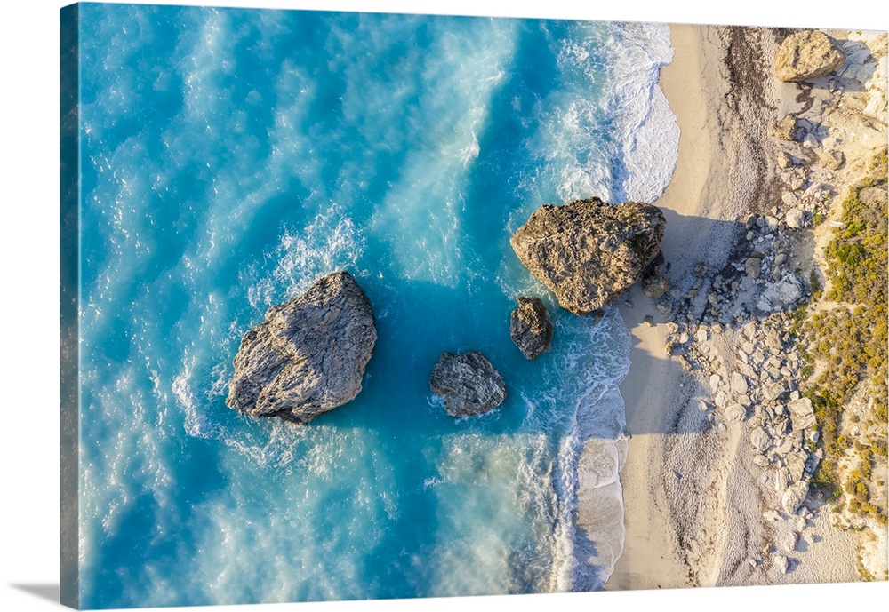 Rocks on Megali Petra beach, Lefkada, Ionian Islands region, Greece.