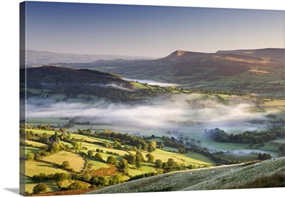 Rolling countryside in the Usk Valley, Brecon Beacons National Park, Powys, Wales