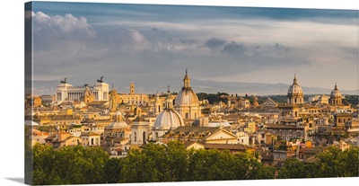 Rome, Italy, the old town's cupolas and the Altar of the Fatherland