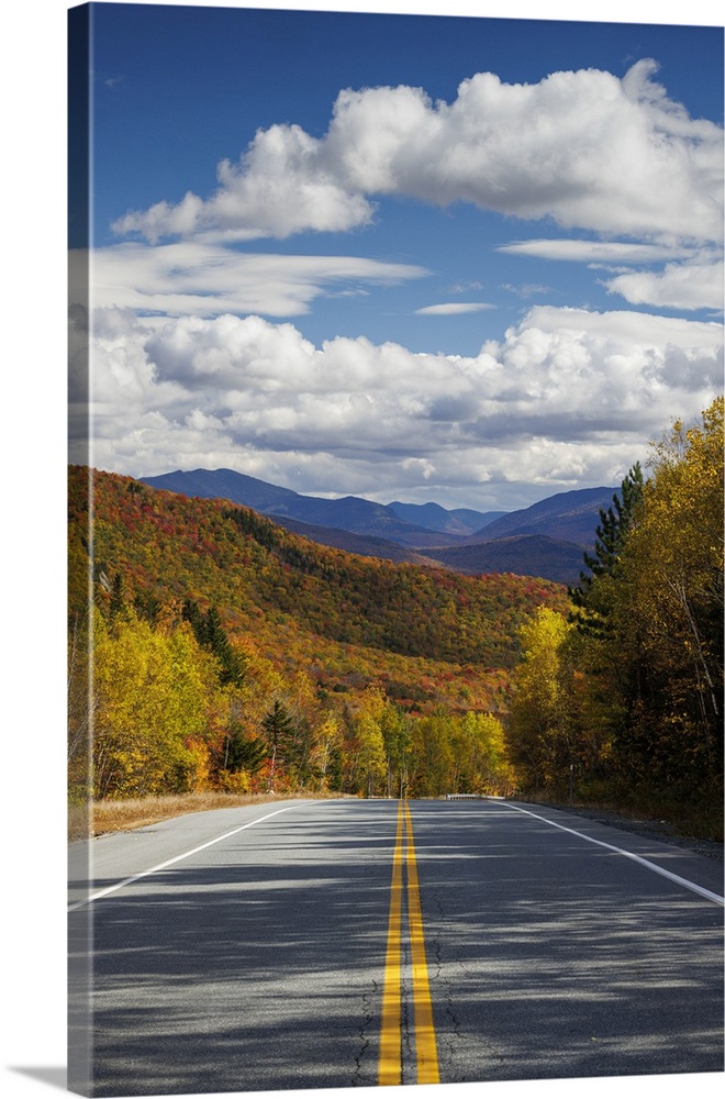 Route 116 With The White Mountains Beyond, New Hampshire, New England, USA