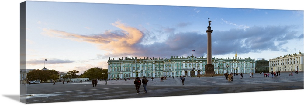 Russia, Saint Petersburg, Palace Square, Alexander Column and the Hermitage, Winter Palace.