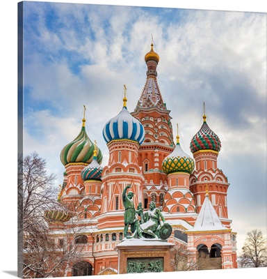 Saint Basil's Cathedral, Monument To Minin And Pozharsky, Red Square, Moscow, Russia