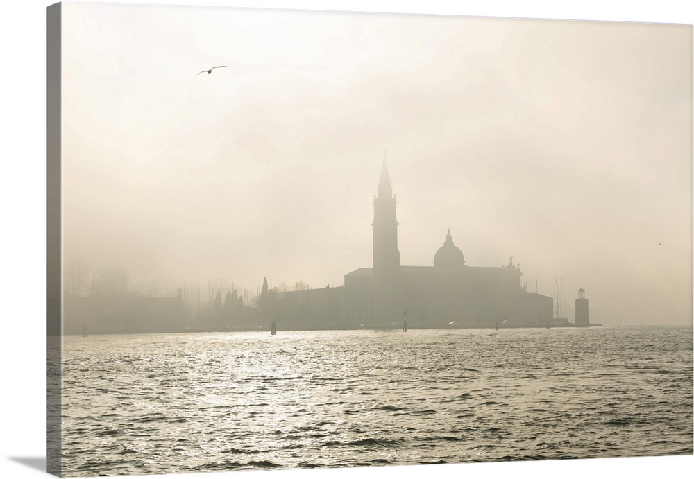 San Giorgio Maggiore in the mist. Venice, Veneto, Italy, Europe.