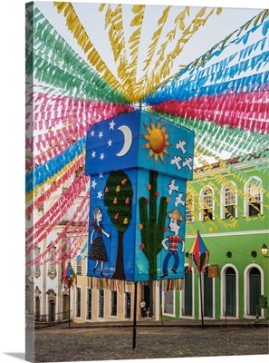 Sao Joao Festival Decorations on Largo do Pelourinho, Salvador, State of Bahia, Brazil