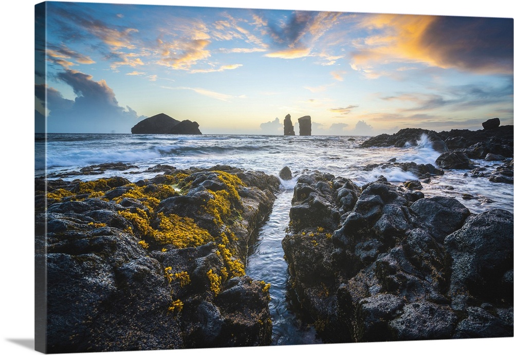 Sao Miguel island, Azores, Portugal, Sea stacks and seascape at Mosteiros.